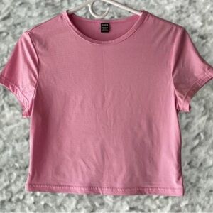 SHEIN Light Pink Crewneck Short Sleeve Tee